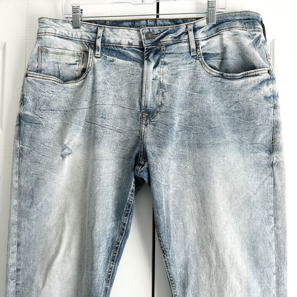 Buffalo David Bitton Jeans Mens 36x30 Ash-X Slim Stretch Crinkled Light Wash - Picture 3 of 16